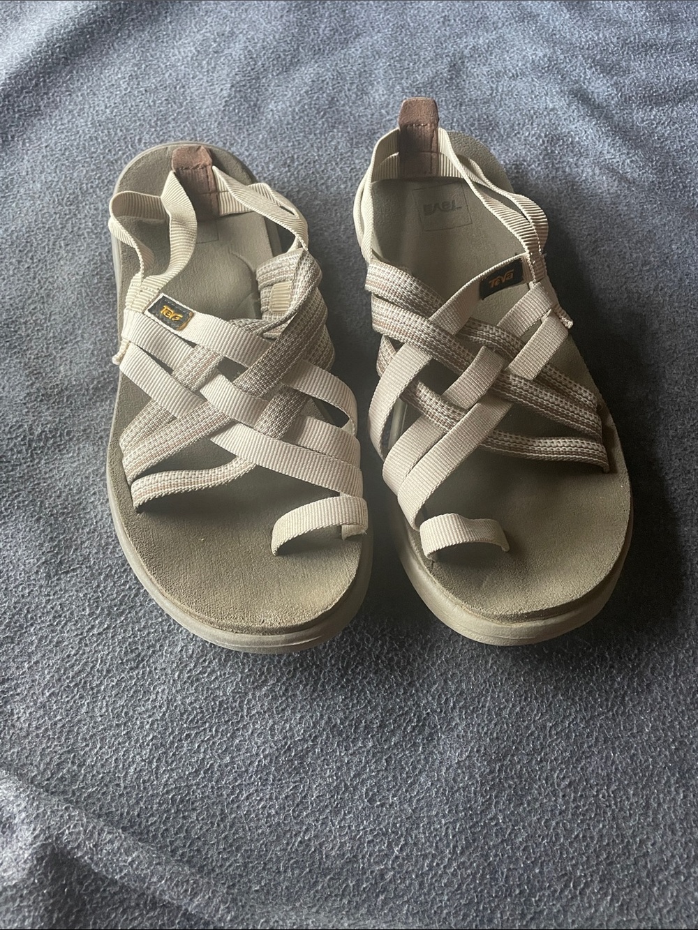 Teva Women's Beige Crisscross Strappy Sandals